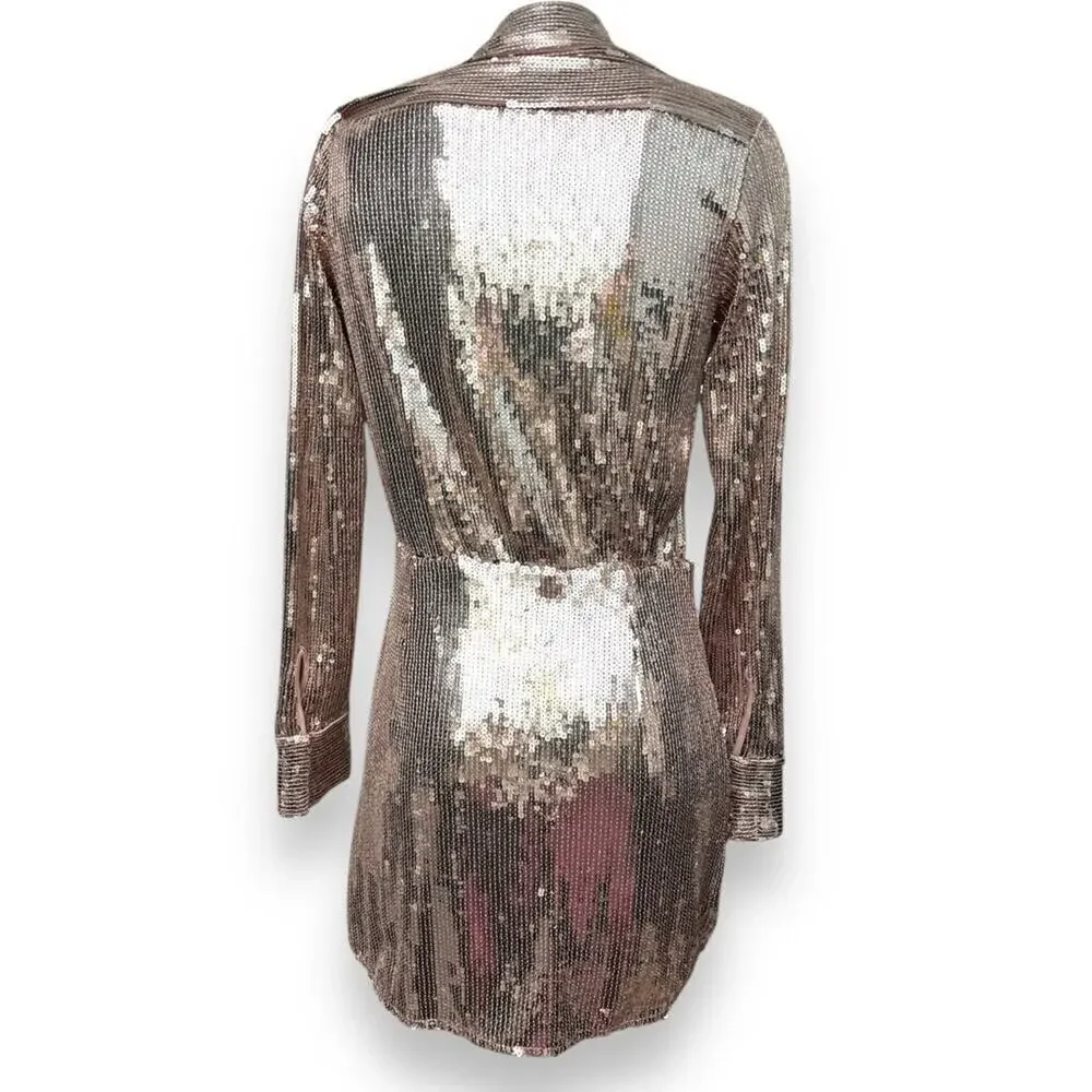 Free People Sophie Sequin Mini Dress in Champagne Size XS
